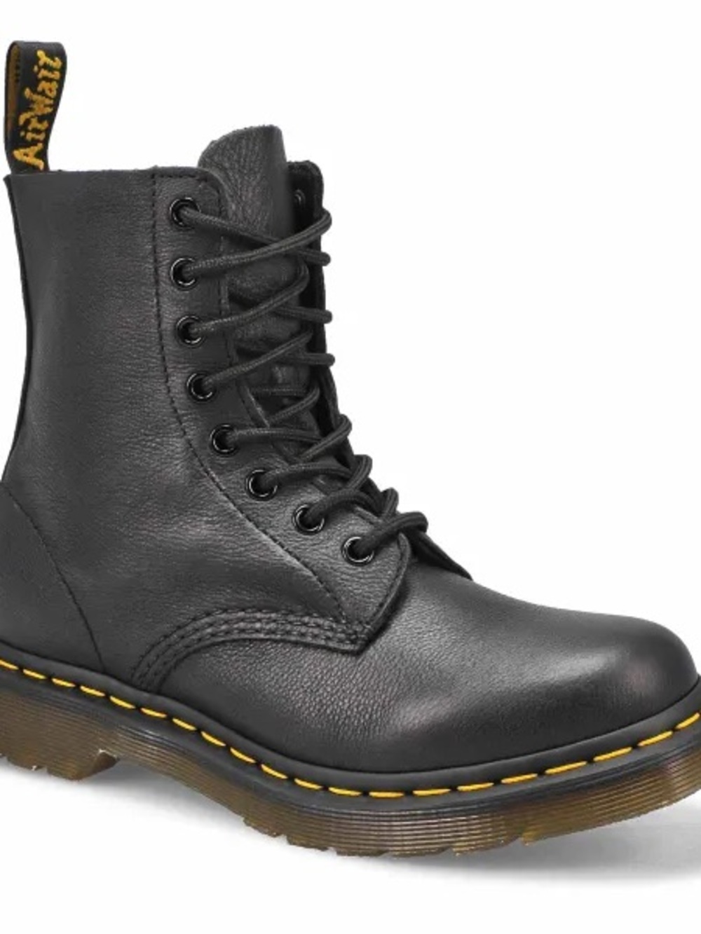 Dr. Martens 1460 Pascal Black Virginia Leather Lace-Up Ankle Boots 6 Rubber Sole